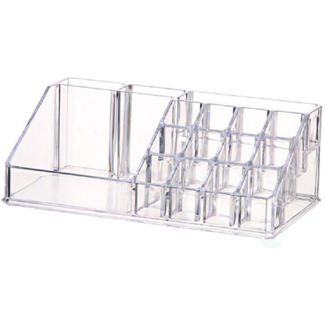 Boîte de rangement pour rouge à lèvres, boîte de rangement en acrylique transparent à 16 grilles, présentoir pour rouge à lèvres épaissi (1/5)