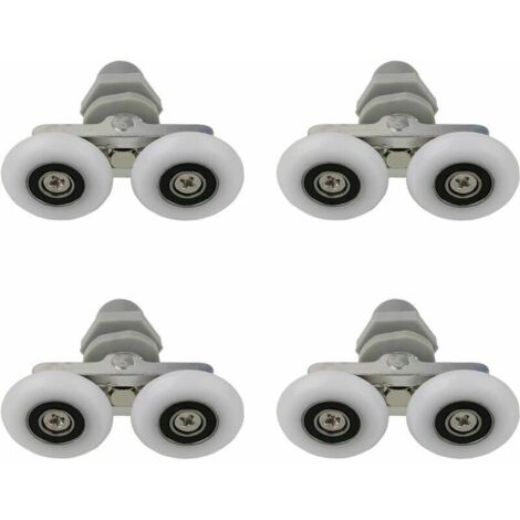 Roulettes Doubles pour Porte de Douche Roulettes pour Porte de Douche Roulettes Coulissantes Porte Salle de Bain Douche Rouleau de Douche de Rechange,Pièces de rechange pour salle de bain 23mm 4 PCS (1/4)