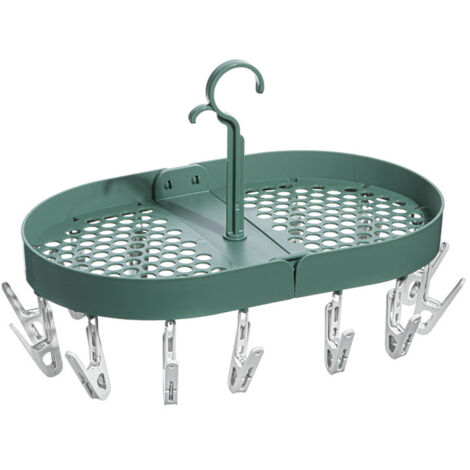 Étendoir à vêtements multifonctionnel à usage domestique, pliable, 16 clips pour suspendre des sous-vêtements et des clips pour sous-vêtements, étendoir à vêtements (1/5)
