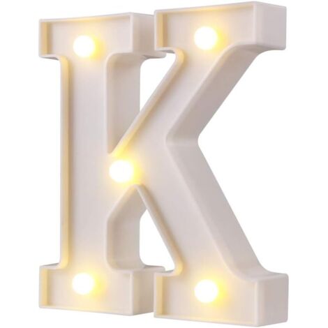 LED Chapiteau Lettre Lumières 26 Alphabet Lumineux Lettres Signes Parfait pour la Décoration De Bar De Fête De Mariage (Blanc K)-Fei Yu (1/5)