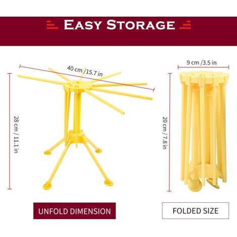Égouttoir à Pâtes Fait Maison avec 10 Poignées Pliables, Séchoir à Spaghetti Support de Séchage de Nouilles
