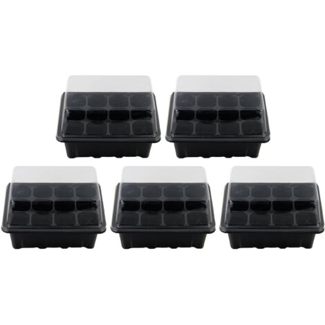 Plateau de Semis, 5 Pack Professionnel 12 Trous Bac à Graines Insert Plateau de Démarrage avec Couvercle-Fei Yu (1/5)