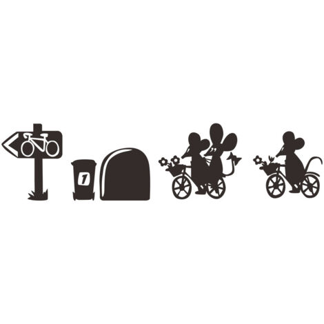 Sticker mural en vinyle pour plinthe Motif Mouse Hole Bikes 19 cm x 5 cm (1/5)