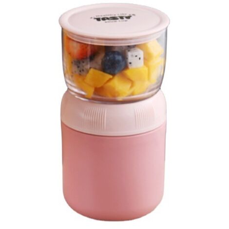 Tasse à céréales pour boîte à déjeuner, yaourt à boire 700 ml, bol à céréales 2 en 1 pour enfants et employés de bureau(rose) (1/5)