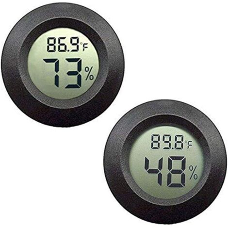 Mini Hygromètre Thermomètre Moniteur LCD Numérique Jauge d'Humidité Intérieure Extérieure pour Humidificateurs Déshumidificateurs Serre Sous-Sol Salle de Bébé Black-2pcs (1/5)