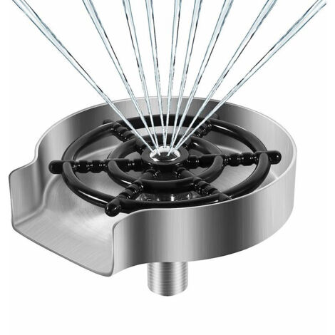 Rince Verre en Acier Inoxydable, Accessoires pour Evier de Cuisine, Rondelle en Métal, Rince Verre Evier, Nettoyeur Verre, Accessoires de Cuisine, Argent Mat (1/5)