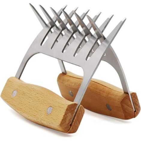 Viande Griffes Griffes dours en Acier Inoxydable Griffes de Viande Pulled Pork Meat Claws Viande Griffes pour Barbecue avec Manche en Bois, Faciles à Nettoyer, 2 Pièces-Fei Yu (1/5)