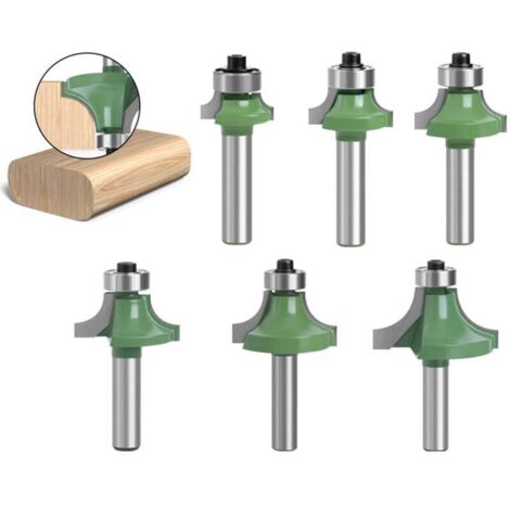 Lot de 6 Fraise Défonceuse à Bois 8 mm, Fraise Quart de Rond avec Tige 8 mm, Fraises pour Défonceuse à Bois, Fraise à Rainurer Arrondi pour le Travail du Bois (6) (1/5)