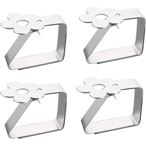 Pinces à Nappe en Acier Inoxydable 4 pièces à Motifs de Fleurs Support de Nappe l'épaisseur de la Table ne Dépasse Pas 3 cm de Couverture de Table Clip de Patio Maison Jardin Extérieur-Fei Yu (1/4)