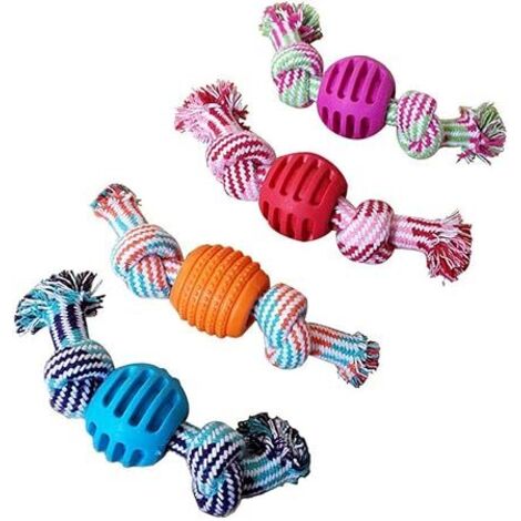 Ensemble de jouets pour chien en corde de coton colorée, jouet à mâcher pour les dents du chiot (1/4)