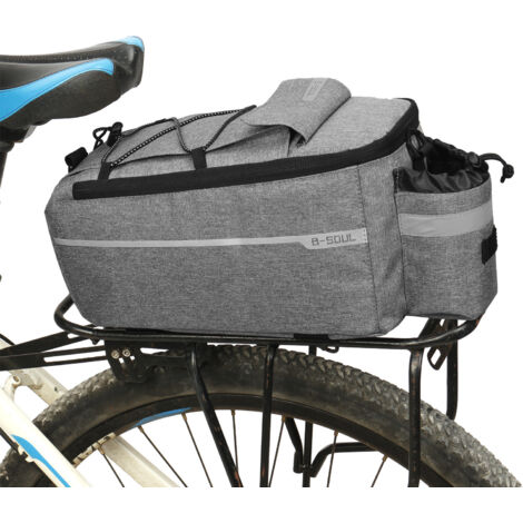 Fei Yu – Sacoches de vélo porte-bagages étanches – Polyester gris chanvre noir – Taille 38 x 15,5 x 16 cm – Poche pour bouteille d'eau (1/5)