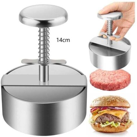 Presse à Burger, 304 Acier Inoxydable Presse à Hamburger, Ajustable Steak Haché Presse à Burger, Facile à Utiliser, Antiadhésive Presse à Hamburger pour Réunion de Famille, Fête-14cm (1/5)