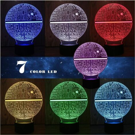 3D Lampes Illusions Optiques,7Models Touch Control Optique LED Illusion Night Light avec câble de charge pour Home Decor, enfants, ventilateurs Star Wars (Étoile de la mort)-Fei Yu