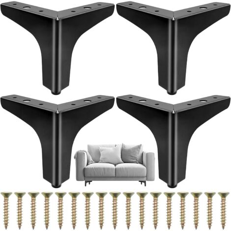 Pieds de Meubles Métal Noir 4 Pièces Pieds de Canapés de Remplacement pour Projets DIY, Canapé, Table basse, Placard (10cm)-Fei Yu (1/5)