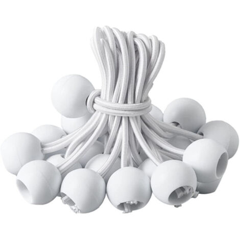 Tendeur Bache, Tendeur Boule, Tendeur Elastique Noir, Tendeur Élastique pour Pavillon,Bâche,Camping,Tente,Rideaux Harnais d’Extension(20 Pièces Blanche-90mm ) (1/5)
