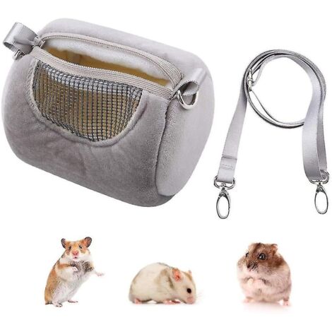 Sac pour hamster nain, sac cylindrique portable et chaud pour l'extérieur avec bandoulière (1/3)