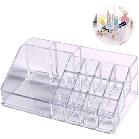 Bac de Rangement pour Maquillage en Acrylique Transparent Cosmétiques Maquillage Organisateur pour Rouge à Lèvres, Gloss à Lèvres Boîte de Rangement Maquillage Cosmétique (16 Compartiments)-Fei Yu (1/5)