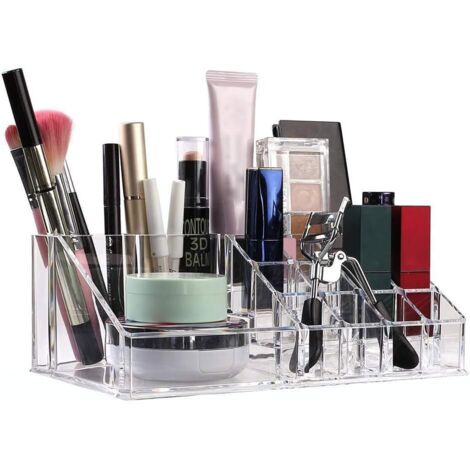 Organisateur Maquillage Transparent NAROSEBE – Boîte Rangement Cosmétique 9 Compartiments + 2 Boîtes Amovibles – Coiffeuse & Salle De Bain