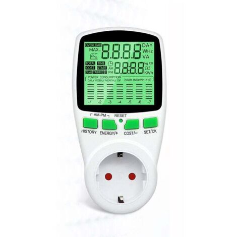 Wattmètre rétro-éclairé, compteur d'énergie électrique, mesure de puissance, prise de facturation, prise de compteur électrique, détecteur de puissance multifonctionnel (1/5)