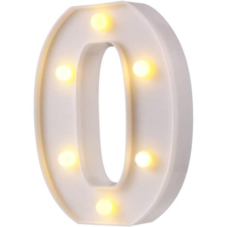 LED Chapiteau Lettre Lumières 26 Alphabet Lettres Lumineuses Signes Parfait pour la Décoration De Bar De Fête De Mariage (Blanc O)-Fei Yu (1/5)