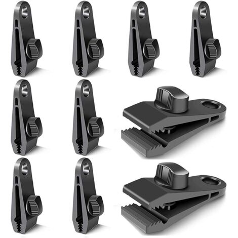 10pcs pinces à bâche pinces à bâche crochets à bâche pinces coupe-vent pour tentes camping coupe-vent accessoires de pince à soleil (noir)-Fei Yu (1/5)