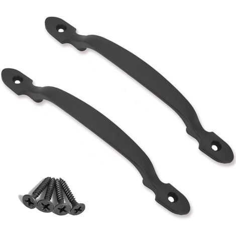 2 poignées de porte en fonte noire pour portes de grange, jardins, cabanons, noir-Fei Yu (1/4)