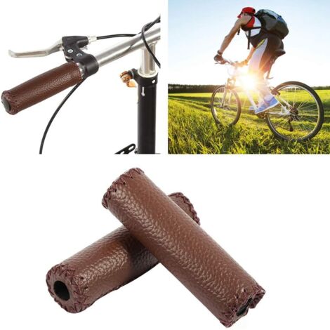 Poignées de guidon en cuir PU verrouillables pour VTT, BMX, VTT (marron Poignées de guidon en cuir PU verrouillables pour VTT, BMX, VTT (marron