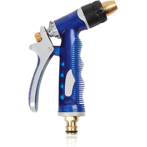 Pistolet à eau de lavage de voiture en cuivre pur bleu de mer, buse de jardinage réglable, pistolet à eau en alliage de zinc pour lavage de voiture à domicile (1/5)