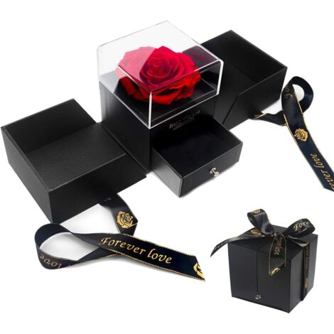 Rose éternelle Artificielle Boîte la Belle et de la Bête Fete des Meres pour Cadeau Femme et Mamie Maman Original Feurs Artificielles Deco Saint Valentin Anniversaire Mariage-Fei Yu (1/4)