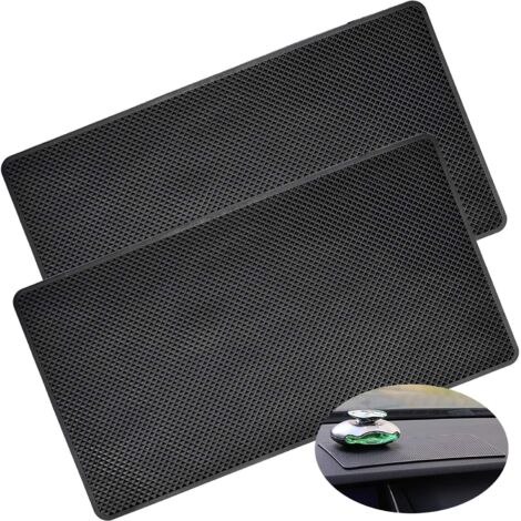 2 Pcs Tapis Anti-Glisse Voiture, 27 x 15 cm Tapis Antidérapant en SiliCône Mat Universel Support pour Smartphone Tablette - Tableau de Bord/Table de Bureau, Noir-Fei Yu (1/4)
