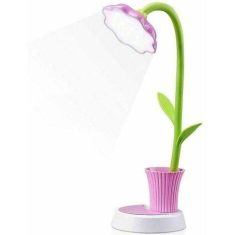Lampe de bureau rechargeable créative Lampe de table à capteur tactile de protection des yeux LED Lampe de chevet à intensité variable avec porte-stylo (Rose, 10 × 11 × 41 cm)-Fei Yu