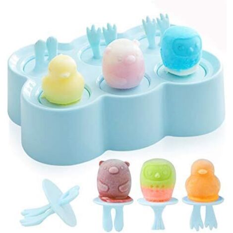Moule à Glace, Moulle Esquimaux SiliCône, Mini Moule a Glace, Glaces à l'eau, Ice Pop Mold Popsicle Sorbet DIY Réutilisable, Moulle Magnum pour DIY Sorbet Yaourts-Bleu-Fei Yu (1/4)