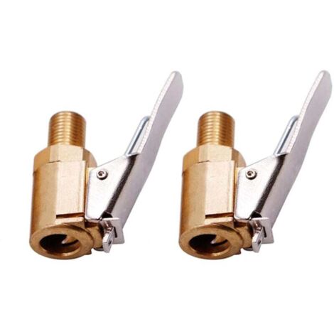 2 Pièce Adaptateur de Valve de Pneu de Voiture, 8 mm Pompe de Embout Laiton Gonflage Valve Clip Pince Connecteur Adaptateur pour Pneu de Voiture ou Camion (1/5)