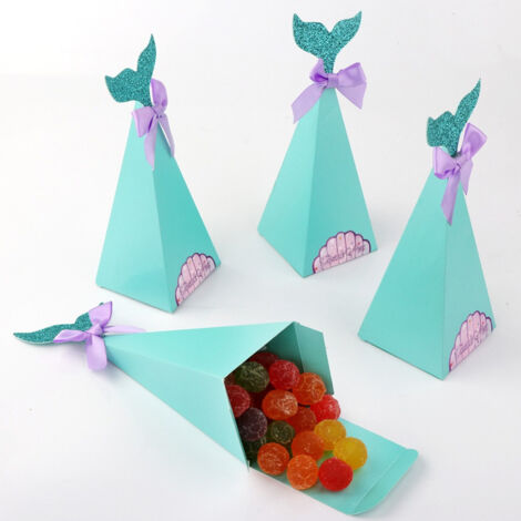 Boîtes de fête sirène Boîtes à bonbons sirène Sacs cadeaux pour mariage à thème sirène (1/3)
