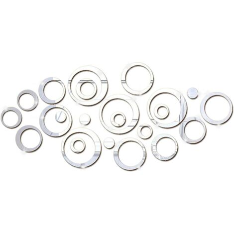 Stickers Muraux Miroir Cercle Acrylique, Stickers Muraux Salle de Bain (Argent/24 Pcs)-Fei Yu (1/5)