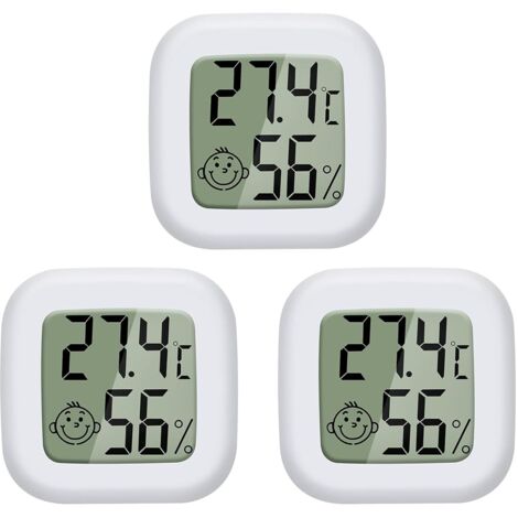 Mini LCD Thermomètre Hygromètre Interieur Numérique Température Humidité de Haute Précision Portable -50 ℃ 70 ℃ 10% 99% RH pour Salon entrepôt Chambre de bébé Vestiaire-Fei Yu