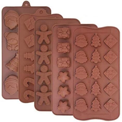 Moules à Chocolat en SiliCône Moules de Bonbons en antiadhésifs pour la décoration de gateau de Glaçon de gelée de Noël Marron 5 Pcs-Fei Yu (1/4)