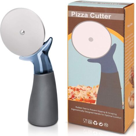 Coupe Pizza , Roue à Pizza avec Lame Tranchante en Acier Inoxydable et Poignée en Caoutchouc Antidérapante, Trancheuse à Pizza Nouveauté16 CM-Gris-Fei Yu (1/5)