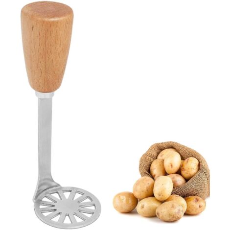 Petit Presse Puree, Presse Purée avec Poignée en Bois et Plaque de Ecrase Purée en Acier Inoxydable de Qualité Alimentaire, Multifonctionnel, 15,3 cm-Fei Yu (1/5)