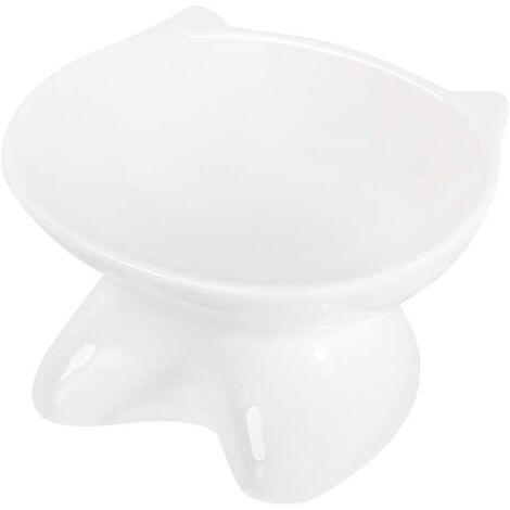 Blanc Céramique Gamelle pour Chat avec Support surélevé, pour Chats et Chiens de Petite Taille-Fei Yu (1/5)