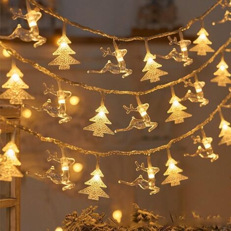Guirlande lumineuse de Noël de 10 m, élan, sapin de Noël, Alimenté par USB pour Noël, mariage, anniversaire, vacances, chambre à coucher, intérieur et extérieur (élan et arbre)-Fei Yu (1/5)