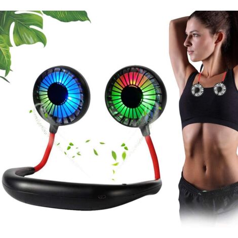 Mini ventilateur portable, mini ventilateur portable rechargeable USB ventilateur de sport ventilateur de cou personnel 3 vitesses et rotation à 360 degrés (noir)-Fei Yu (1/5)