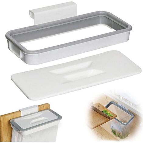 Support de Sac Poubelle en Plastique, 2 Pcs Poubelle Cuisine Pliable, Poubelle de Placard Suspendue, Convient pour Poubelle de Salle de Bain de Bureau de Cuisine, Blanc-Fei Yu (1/5)