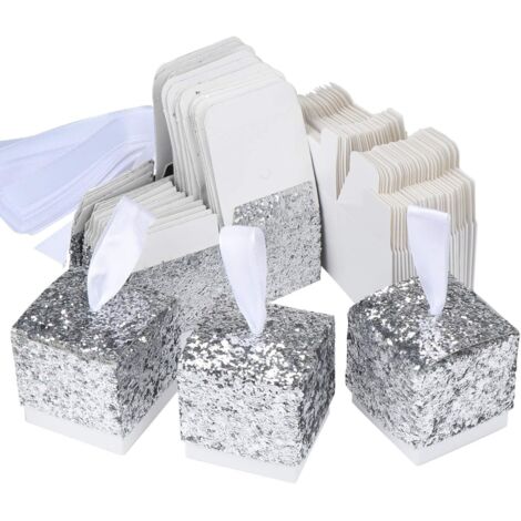 Boîte à bonbons en papier pœilleté, Boîte cadeau à pœillettes pour mariage, Boîte cadeau pour fête créative en papier-Argenté 25 pièces-Fei Yu (1/5)