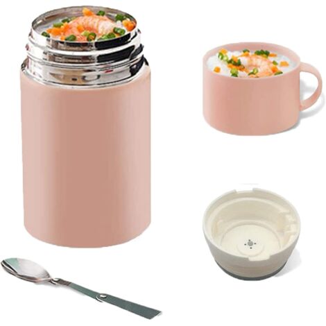 Boîteille alimentaire à large goulot en acier inoxydable de 600 ml avec cuillère pliante-Fei Yu (1/2)