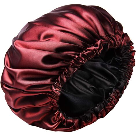 Femme Bonnet Satin Cheveux Nuit Lot Bonnets De Satin Large Avec élastique Bonnet Cheveux Nuit-rouge vin-Fei Yu (1/5)