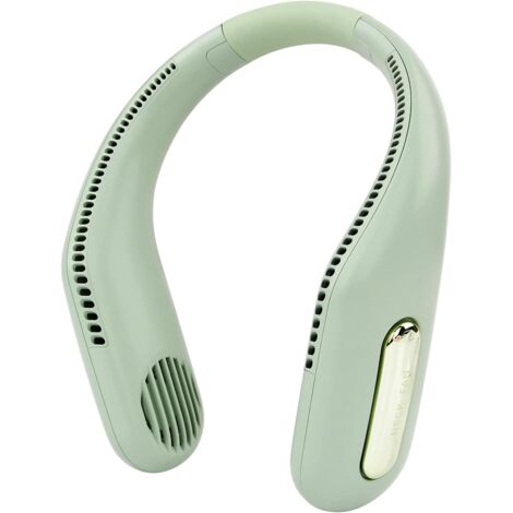 Ventilateur de cou,Ventilateur tour de cou silencieux rechargeable à 3 vitesses réglables à 360 ° sans Pôles pour homme et femme, idéal pour la maison, le bureau, la salle de classe (vert)-Fei Yu (1/5)
