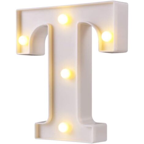 LED Chapiteau Lettre Lumières 26 Alphabet Lettres Lumineuses Signes Parfait pour la Décoration De Bar De Fête De Mariage (T Blanc)-Fei Yu (1/5)