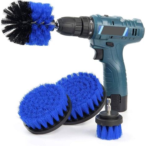 4 Pcs Brosse Perceuse, Brosses à Récurer pour Perceuse électrique, Brosse Rotative Nettoyage pour Tapis Voiture, Outil de Brosse Perceuse Nettoyage Kit pour Surfaces de Salle de Bain, Sol, Baignoire-F (1/5)