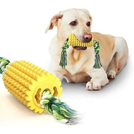 Jouets pour chiens Jouets à mâcher Brosse à dents pour chien, jouet de nettoyage des dents de chien en forme de maïs avec corde, réduit la mauvaise haleine et favorise la santé des dents-Fei Yu (1/3)